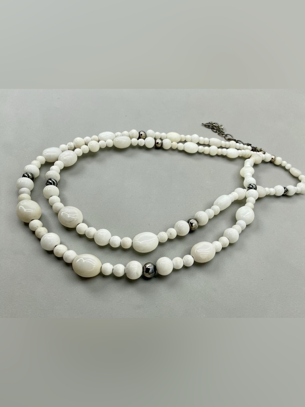 Carolyn Pollack Relios Sterling White Agate Necklace & Earrings Set CP 32”-36” - Picture 9 of 17